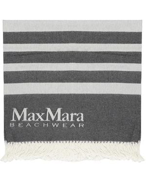 Max Mara Gestreiftes Badetuch mit Fransen - Grau