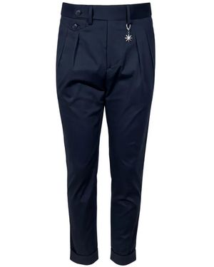 Manuel Ritz Pleated Turn-Up Trousers - Blue