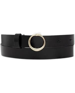 Trussardi Cinturón De Piel Con Hebilla Circular - Blanco