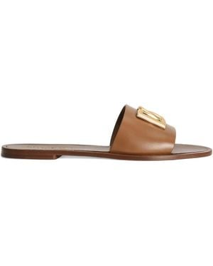 Dolce & Gabbana Leather Slippers - Brown