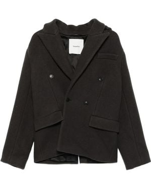 Nanushka Detachable-Hood Double-Breasted Blazer - Black