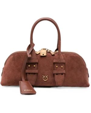 Pinko Small Escape Suede Tote Bag - Brown