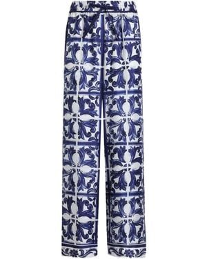 Dolce & Gabbana Paisley-Print Elasticated-Waist Trousers - Blue