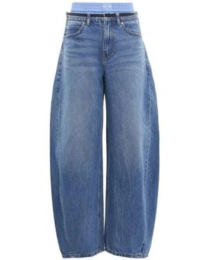 Alexander Wang Layered-Waistband Barrel-Leg Jeans - Blue
