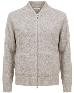Panicale Sequin-Embellished Houndstooth Cardigan - Grey