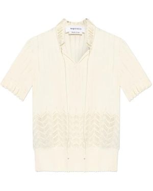 McQueen Pointelle-Knit Top - White