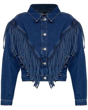 AllSaints Marlene Tassel-Trim Denim Jacket - Blue