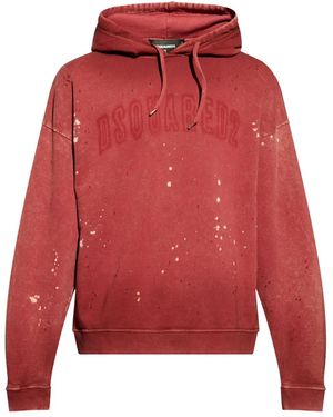 DSquared² Paint Splatter Detail Hoodie - Red
