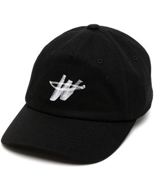 we11done Logo-Print Detail Baseball Cap - Black