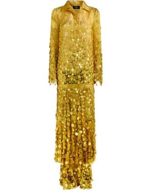Etro Sequin-Embellished Silk Dress - Metallic