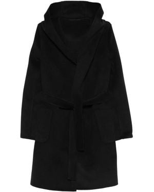 Marella Hooded Belted Coat - Black