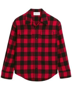 Ami Paris Hemdjacke Aus Wolle Mit Breitem Karo - Rot