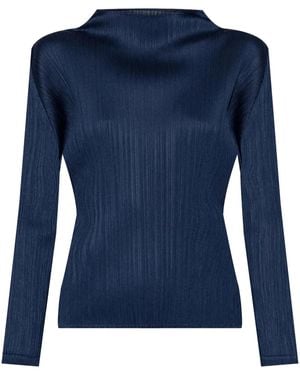Pleats Please Issey Miyake Monthly Colors: February Bluse - Blau