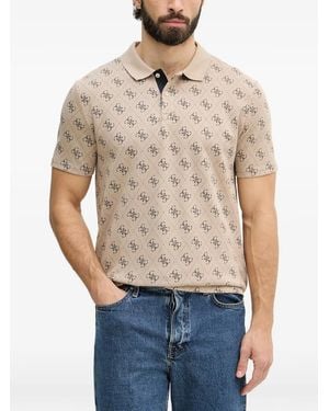 Guess Polo Con Monograma Estampado - Azul