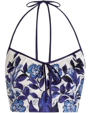 Dolce & Gabbana マジョリカプリント サテントップ - ブルー