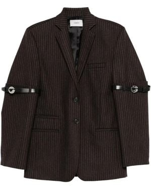 Coperni Belted-Sleeve Pinstriped Blazer - Black