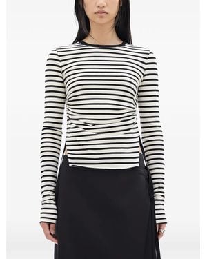 Ann Demeulemeester Oke Striped Jersey Top - Gray