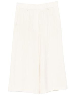 forte_forte Pantalone Cropped Hopsack Viscosa - White