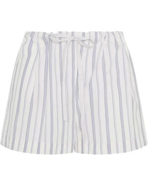Another Tomorrow Striped Cotton Shorts - White