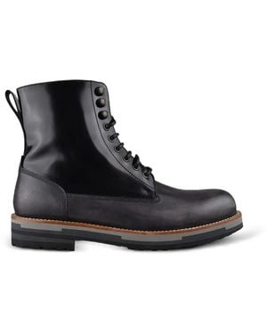 Dolce & Gabbana Lace-Up Leather Ankle Boots - Black