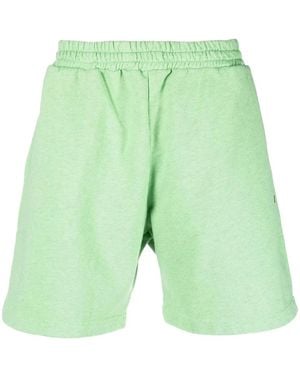 MSGM Embroidered-Logo Cotton Shorts - Green