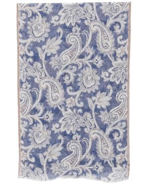 Dell'Oglio Paisley-Print Frayed Scarf - Blue