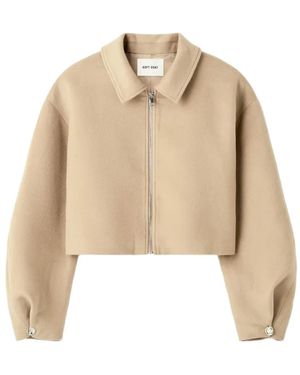 Soft Goat Zip-Up Cropped Jacket - Natural