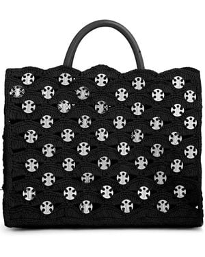 Rabanne Woven Tote Bag - Black
