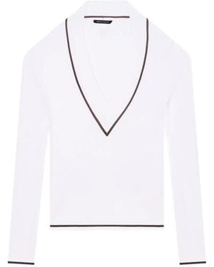 ARMANI EXCHANGE Cable-Knit V-Neck Sweater - White