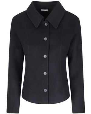 MM STUDIO Button-Up Collared Jacket - Blue