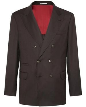 Brunello Cucinelli Blazer En Laine À Boutonnière Croisée - Marron