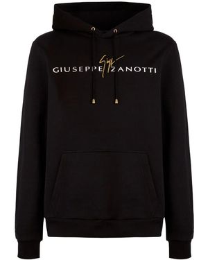 Giuseppe Zanotti Sudadera con capucha y logo - Negro