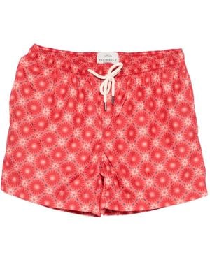 Peninsula Geometric-Print Swim Shorts - Red