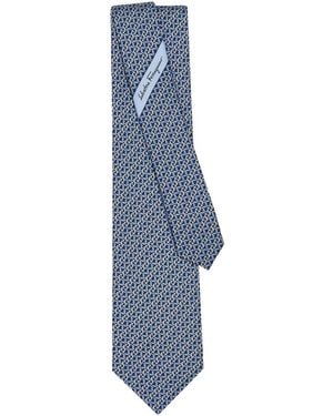 Ferragamo Cravatta Gancini Con Stampa - Blu