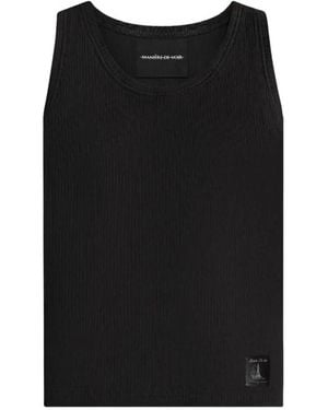 Manière De Voir Vs001 Ribbed Cotton Vest - Black