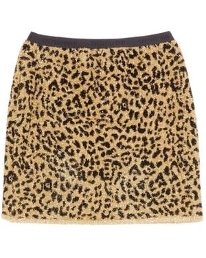 Valentino Garavani Jacquard Animal Print Lurex Knit Short Skirt - Metallic