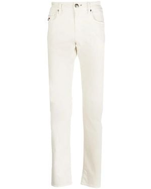 Sartoria Tramarossa Embroidered-Logo Slim-Fit Jeans - White