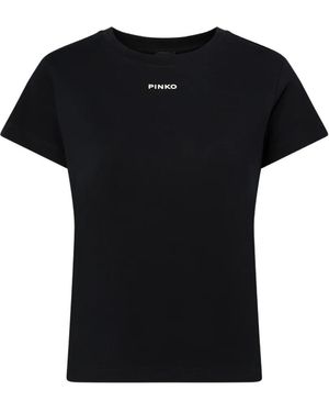 Pinko Logo-Print Crew-Neck T-Shirt - Black