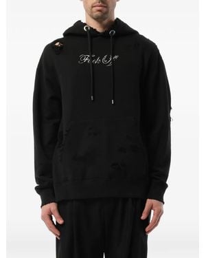 Mastermind Japan Distressed Skull-Print Hoodie - Black