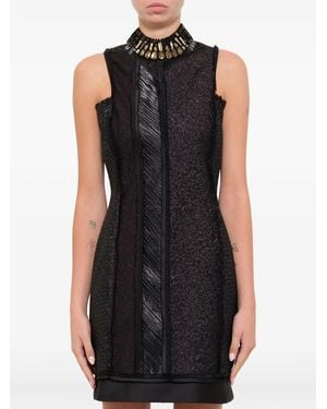 Lanvin Crystal-Embellished Frayed-Detail Mini Dress - Black