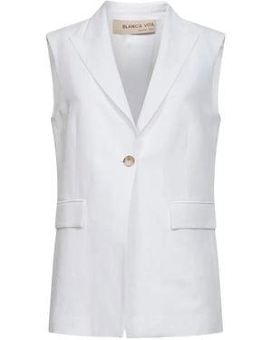 Blanca Vita Mouwloos Jack Met Knoopflap - Wit