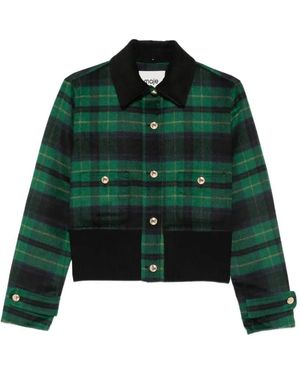 Maje Checked-Pattern Button-Up Jacket - Green