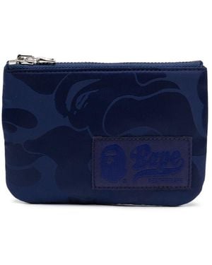 A Bathing Ape Logo-Appliqué Camouflage-Pattern Wallet - Blue