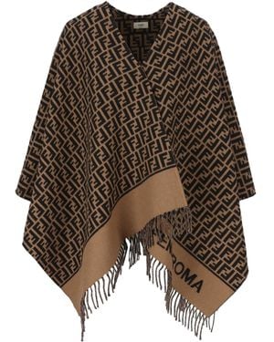 Fendi Poncho Mit Ff - Braun