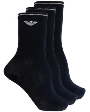 Emporio Armani Three-Pack Of Socks With Logo - Blue
