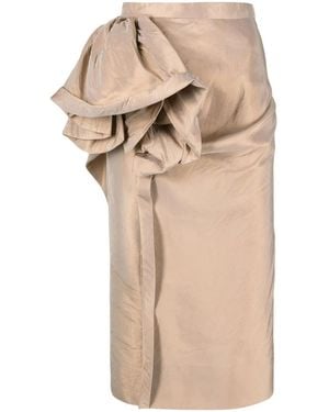 Maison Margiela Floral-Detail Midi Skirt - Natural