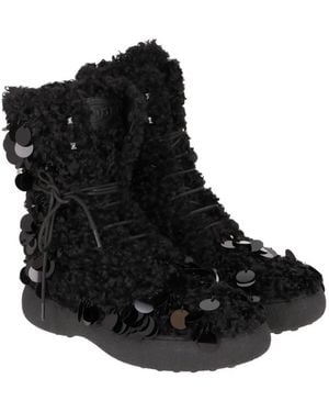Tod's Sequin-Embellished Shearling-Effect Boots - Black