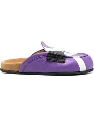 COLLEGE Cross-Print Colour-Block Mules - Purple