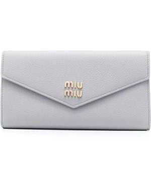 Miu Miu Logo-Lettering Leather Wallet - Grey
