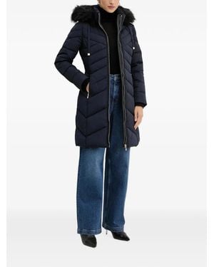 Morgan Faux-Fur Trim Quilted Jacket - Blue